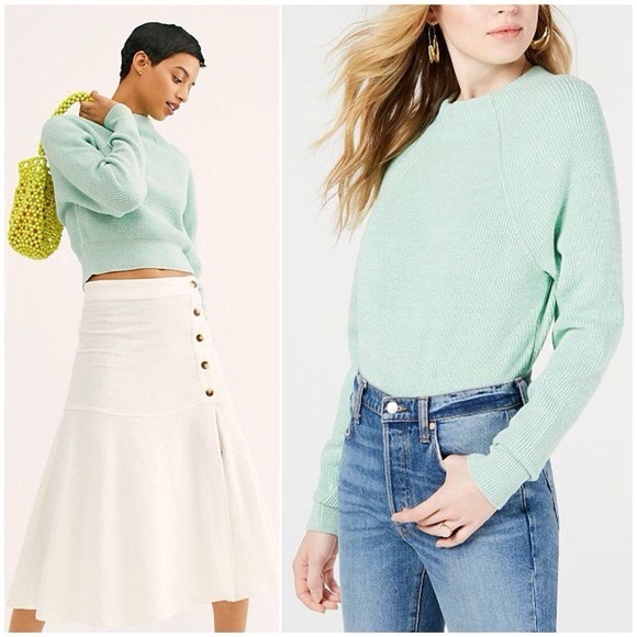 Free People Good Pullover Mockneck Sweater in Opaline Green - Size S - Picture 14 of 15